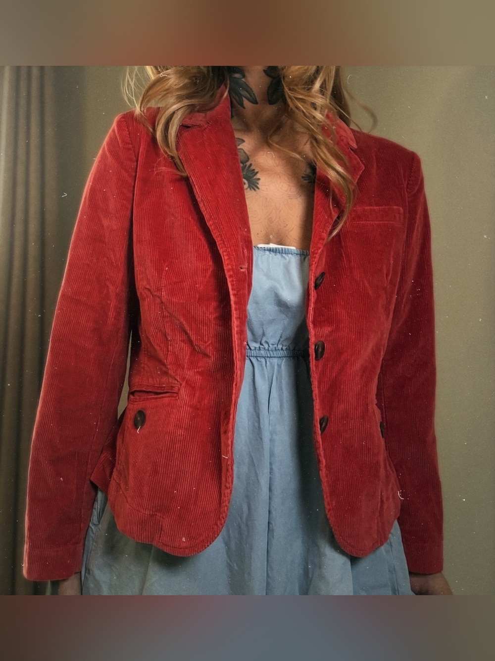 Talbots Red Corduroy Blazer Jacket size 8 petite
